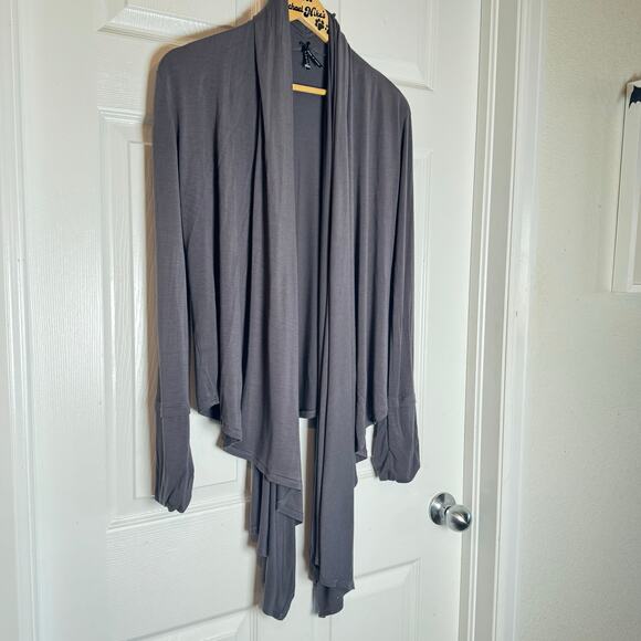 Womens Lapis Gray Open Front Wrap Long Sleeve Cardigan – Size Large - Picture 8 of 10